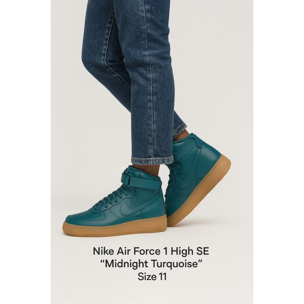 Nike Air Force 1 High SE Midnight Turquoise Women's Size 11 Shoes 860544-300
